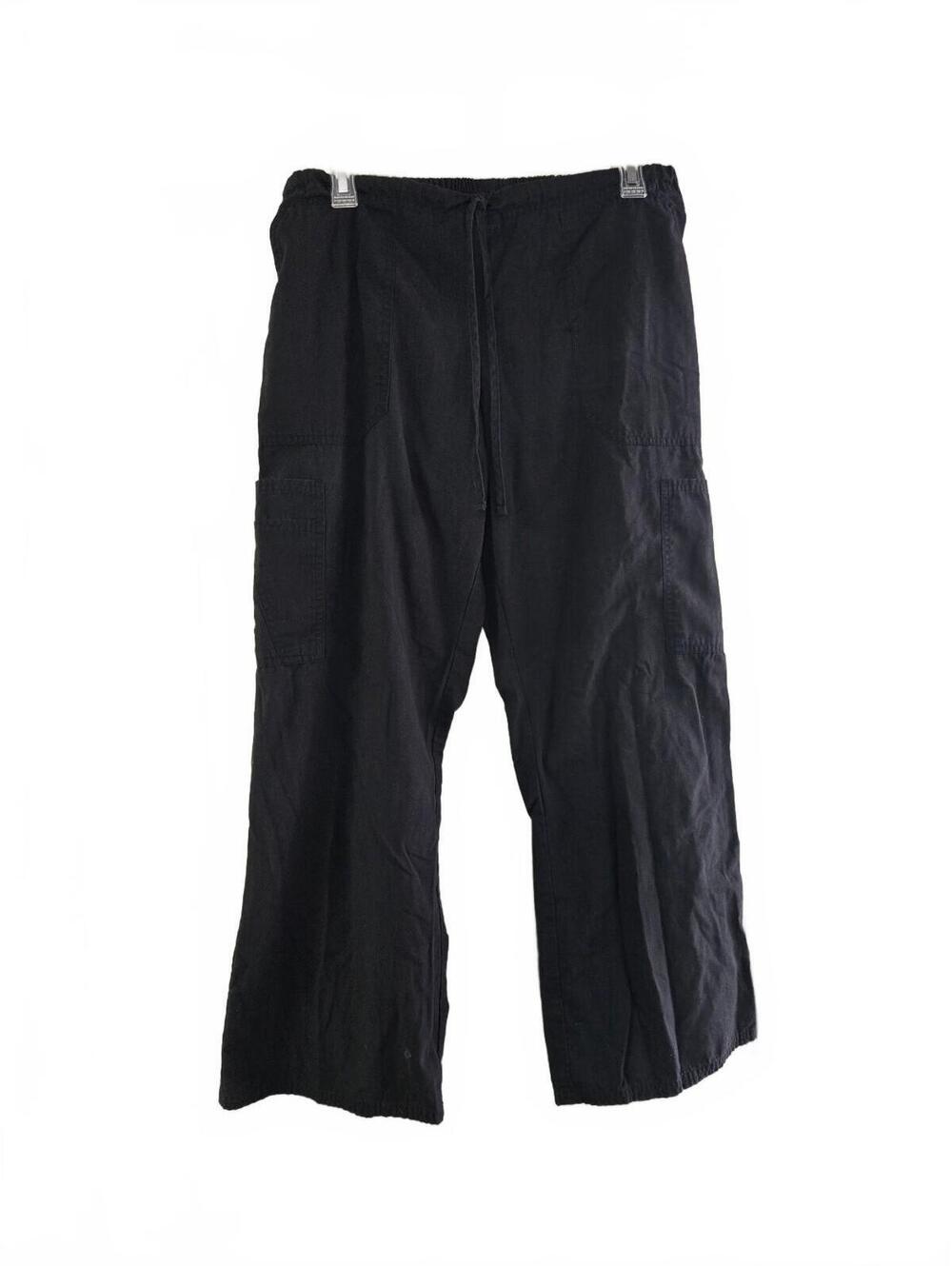Black Wide Leg Cargo Pants with Drawstring Waist